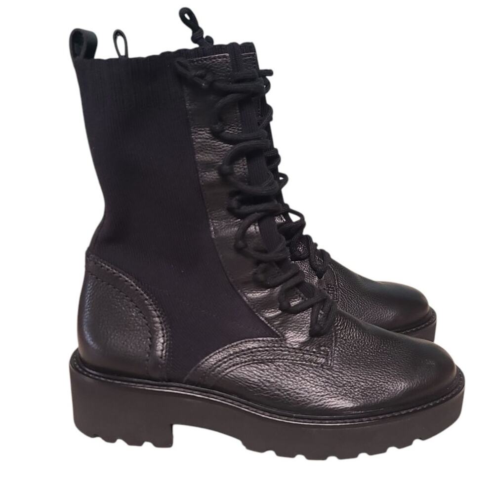 Paul Green Kaiden Combat Boots Black Leather Size 6 NEW